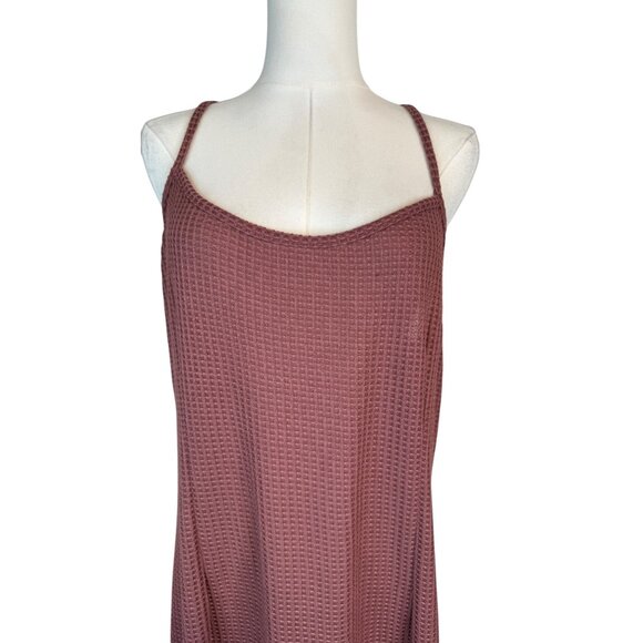 NWT Pretty Little Thing 16 Mauve Waffle Knit Maxi Dress Sleeveless Polyester - Picture 7 of 15